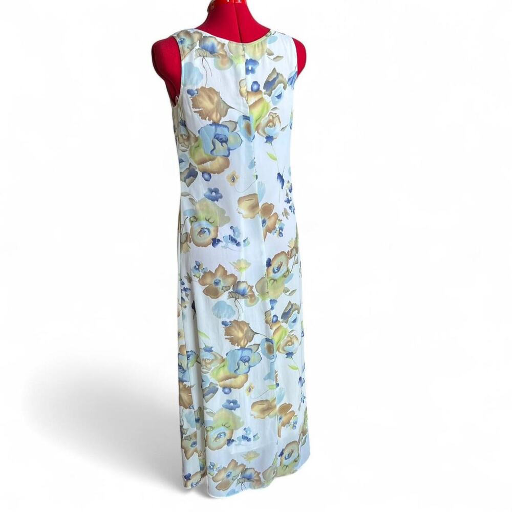 Vintage Multicolor Watercolor Floral Sleeveless Maxi Dress Size 7/8 - Picture 5 of 8